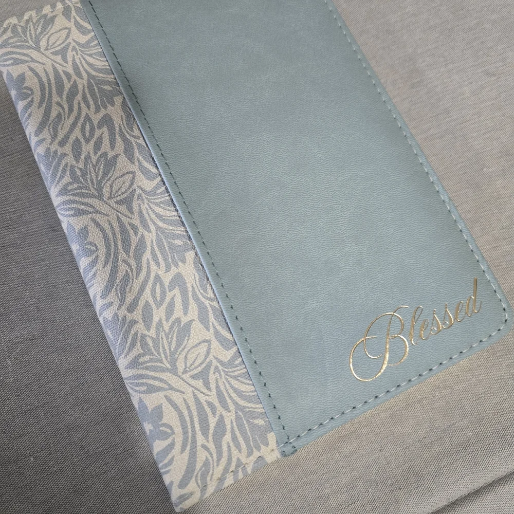 Blessed Script Light Blue Floral Hardcover Journal